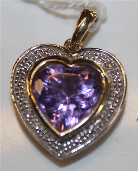 Amethyst set heart pendant